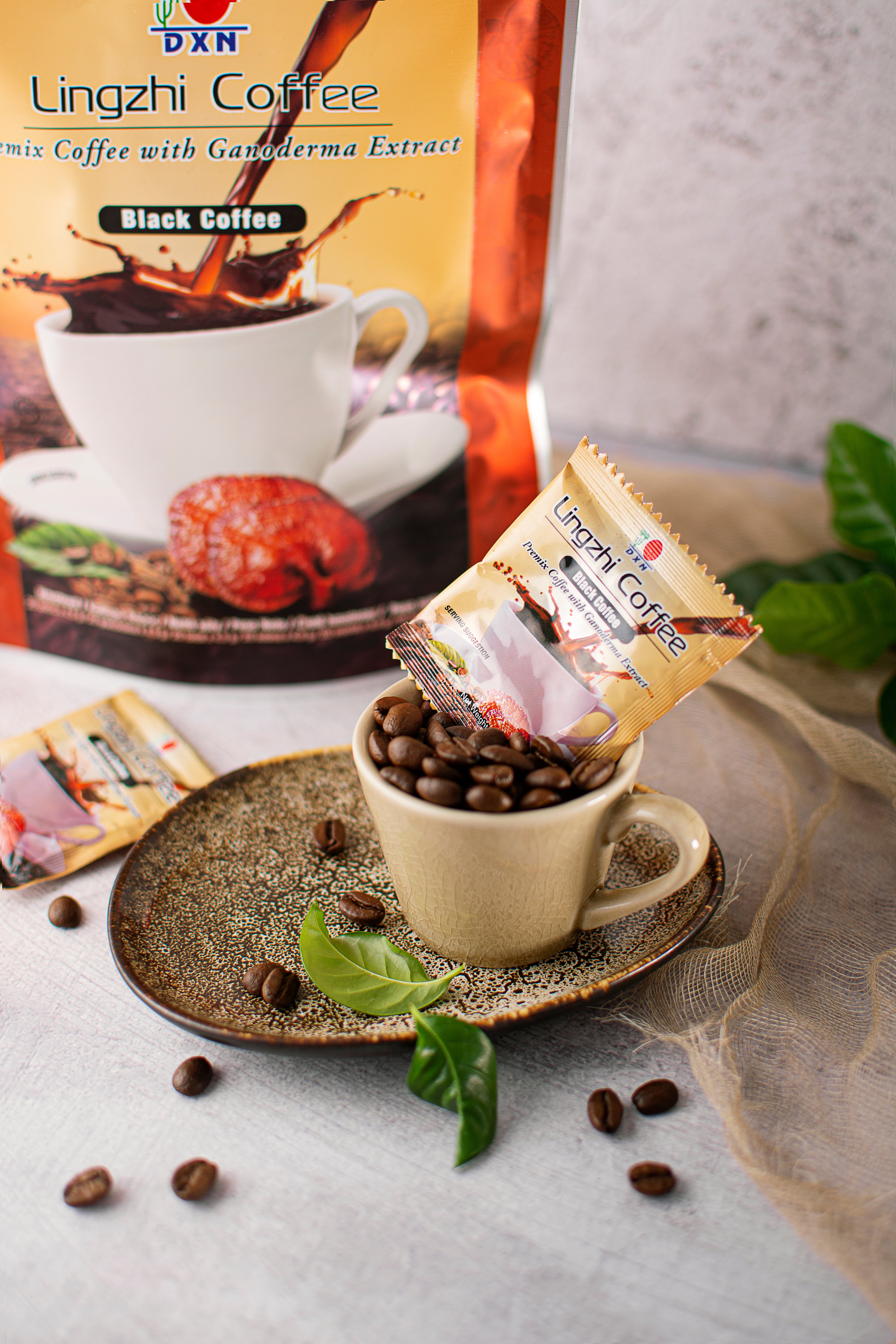 DXN Черно кафе Премиум Сет - чисто без изкуствени добавки с екстракт от Ганодерма(24,97 euro)